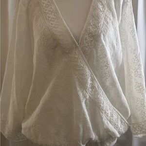 White House Black Market Cream Lace Blouse